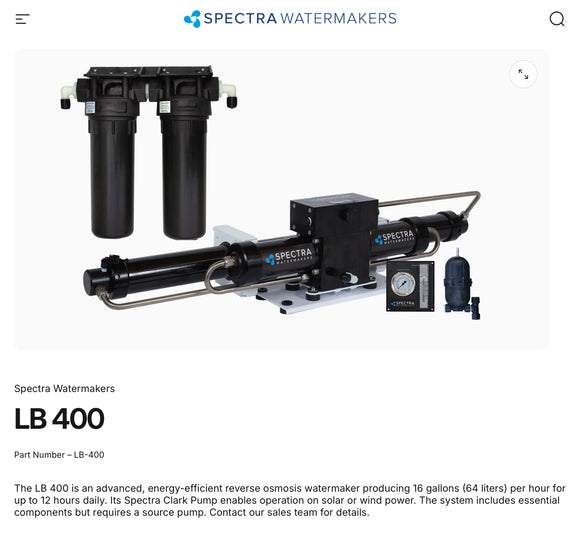 LB-400 watermaker without feed pump